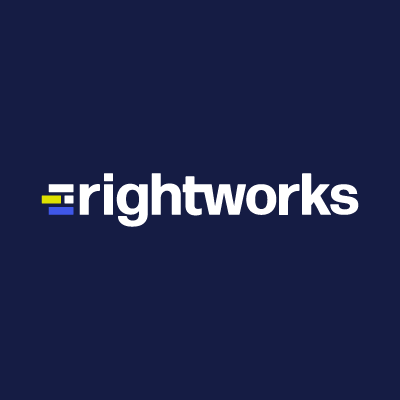 Rightworks logo with dark blue background